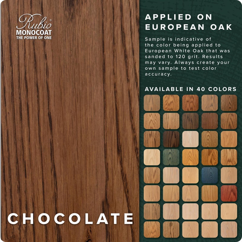 Rubio Monocoat Wood Stain & Finish 175 ftÂ² - Chocolate | Oil Plus 2C | Quick-Dry, Eco-Friendly Linseed Wood Oil for Indoor Use, Includes Accelerator (Part B) | Protector | 350 ml - Image 2